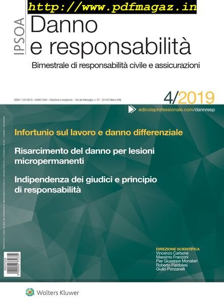 Danno e Responsabilita – Ottobre 2019 Cover