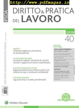Diritto e Pratica del Lavoro – 19 Ottobre 2019
