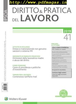 Diritto e Pratica del Lavoro – 26 Ottobre 2019