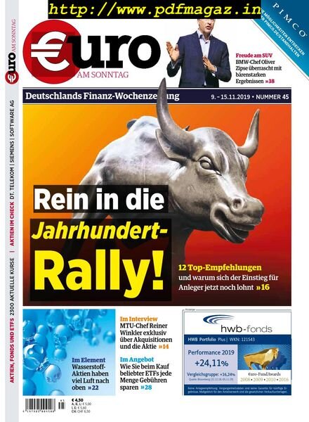 Euro am Sonntag – 09 November 2019 Cover