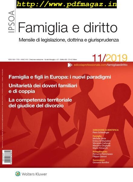 Famiglia e Diritto – Novembre 2019 Cover
