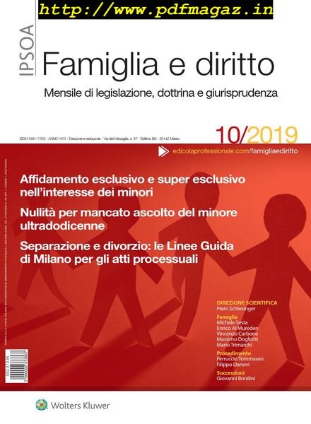 Famiglia e Diritto – Ottobre 2019 Cover