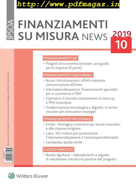 Finanziamenti su misura news – Ottobre 2019 Cover