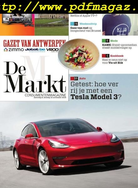 Gazet van Antwerpen De Markt – 09 november 2019 Cover