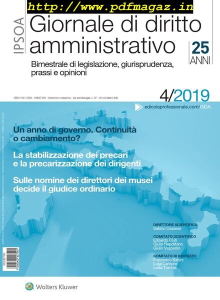 Giornale di diritto amministrativo – Ottobre 2019 Cover