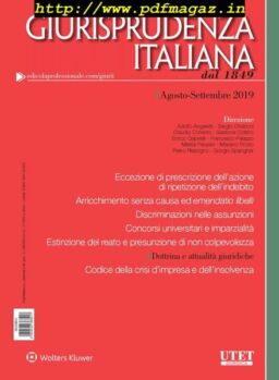 Giurisprudenza Italiana – Agosto-Settembre 2019