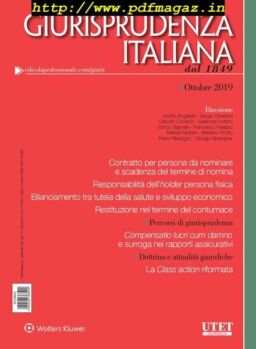 Giurisprudenza Italiana – Ottobre 2019