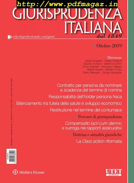 Giurisprudenza Italiana – Ottobre 2019 Cover