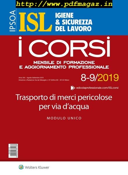Igiene & Sicurezza del Lavoro Corsi – Agosto-Settembre 2019 Cover