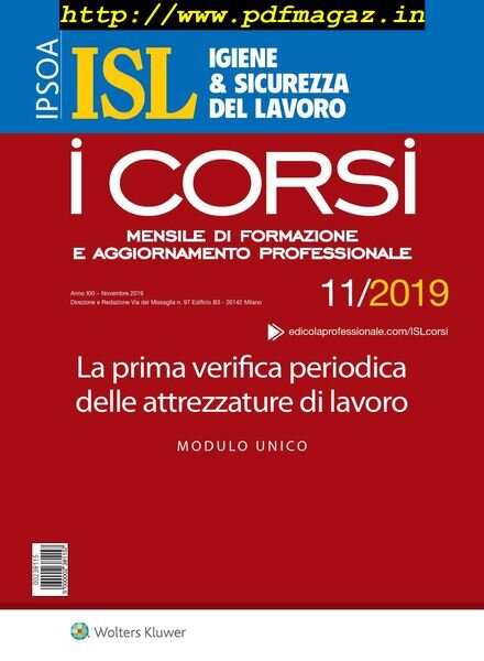 Igiene & Sicurezza del Lavoro Corsi – Novembre 2019 Cover