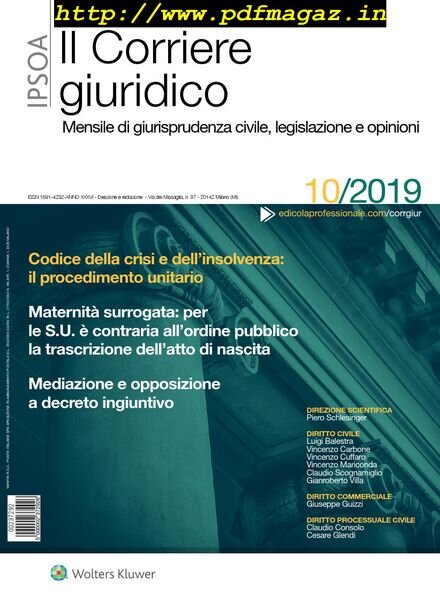 Il Corriere Giuridico – Ottobre 2019 Cover