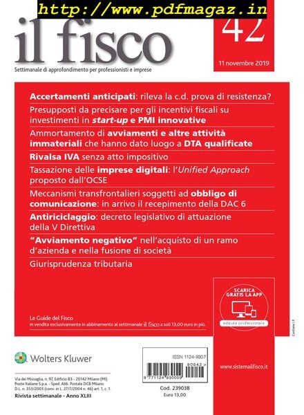 il fisco – 11 Novembre 2019 Cover