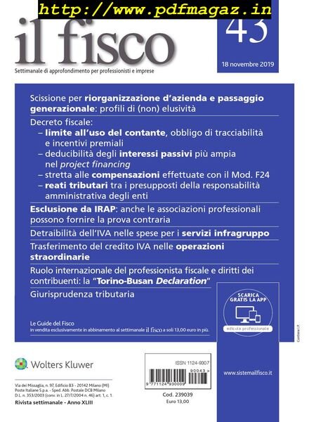 il fisco – 18 Novembre 2019 Cover