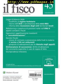 il fisco – 2 Dicembre 2019