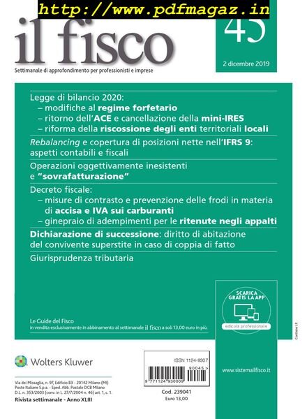 il fisco – 2 Dicembre 2019 Cover
