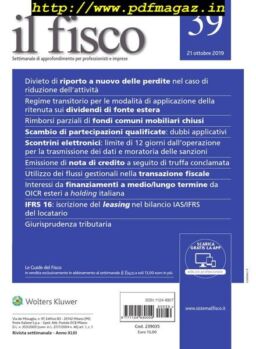 il fisco – 21 Ottobre 2019
