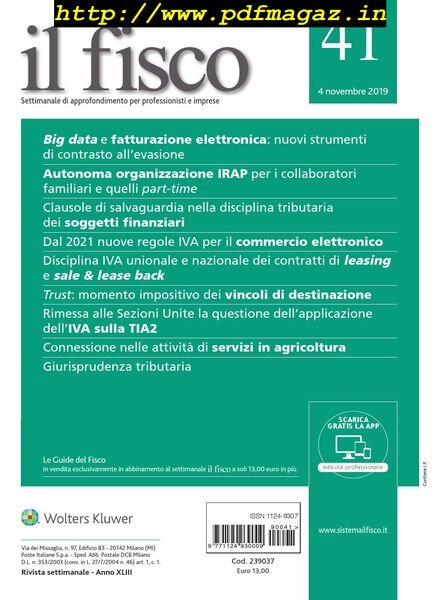 il fisco – 4 Novembre 2019 Cover