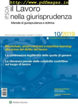 Il lavoro nella giurisprudenza – Ottobre 2019