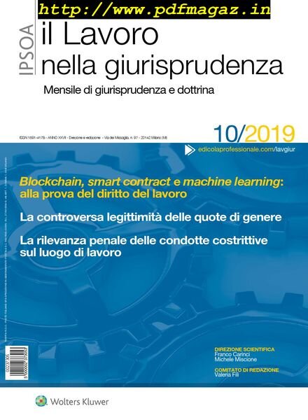 Il lavoro nella giurisprudenza – Ottobre 2019 Cover