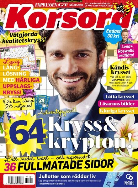 Korsord – 25 november 2019 Cover