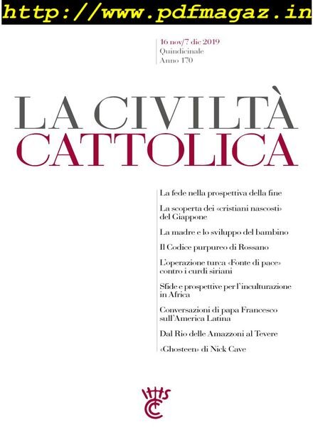 La Civilta Cattolica – 16 Novembre 2019 Cover