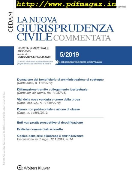 La Nuova Giurisprudenza Civile Commentata – Novembre 2019 Cover