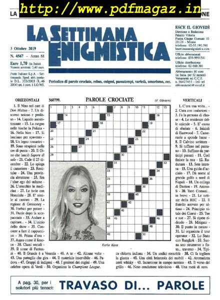 La Settimana Enigmistica – 3 Ottobre 2019 Cover