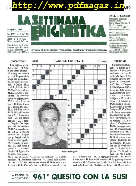 La Settimana Enigmistica – 8 Agosto 2019 Cover