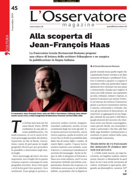 L’Osservatore – 09 novembre 2019 Cover