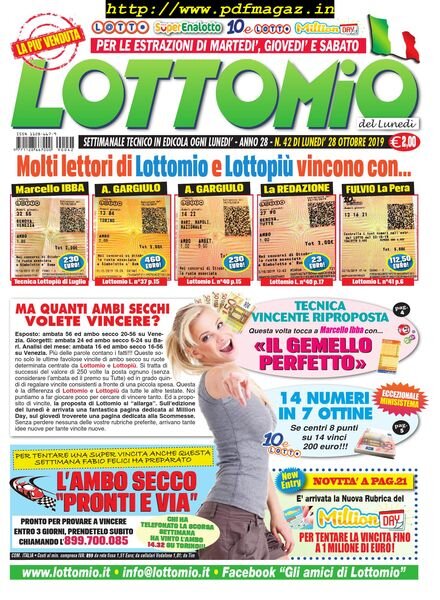 Lottomio del Lunedi – 28 Ottobre 2019 Cover