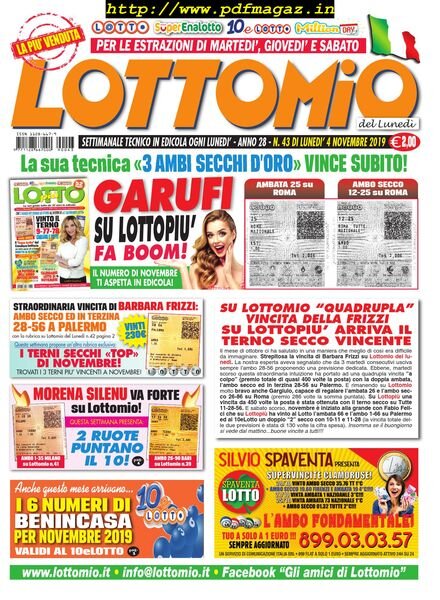 Lottomio del Lunedi – 4 Novembre 2019 Cover