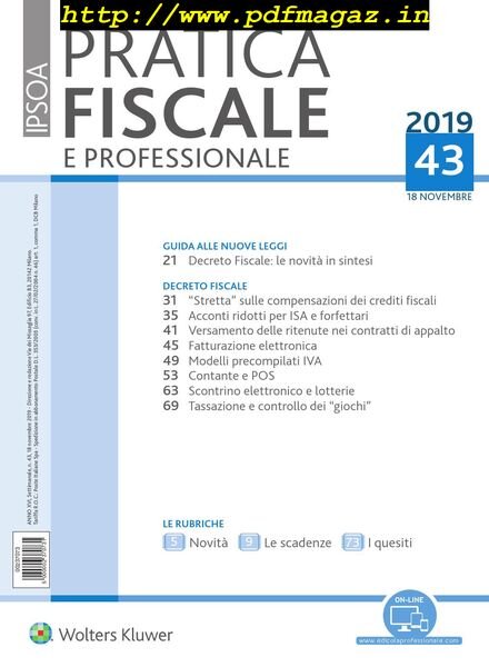Pratica Fiscale e Professionale – 18 Novembre 2019 Cover