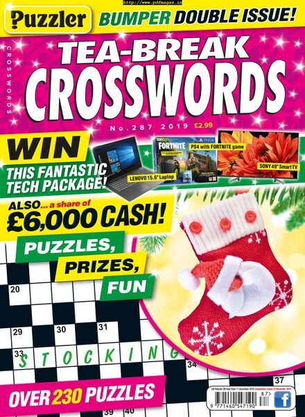 Puzzler Tea-Break Crosswords – November 2019 Cover