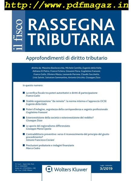 Rassegna Tributaria – Luglio-Settembre 2019 Cover