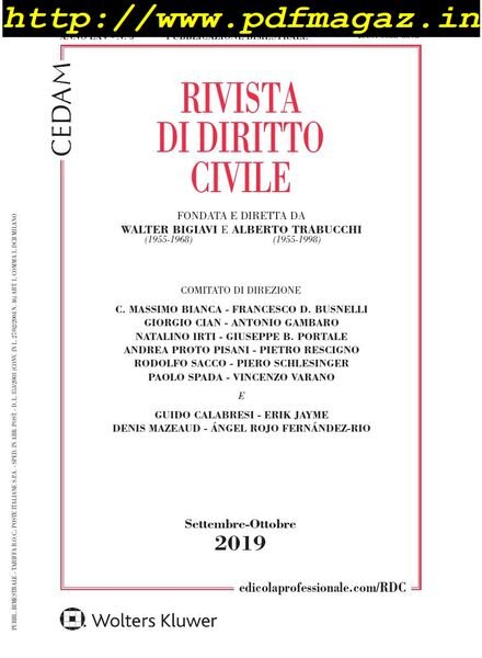 Rivista di Diritto Civile – Settembre-Ottobre 2019 Cover