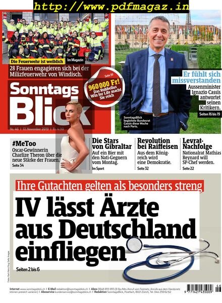 SonntagsBlick – 17 November 2019 Cover