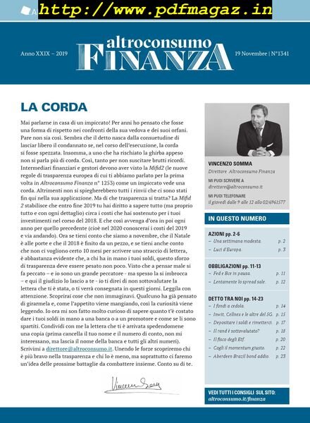 Altroconsumo Finanza – 19 Novembre 2019 Cover