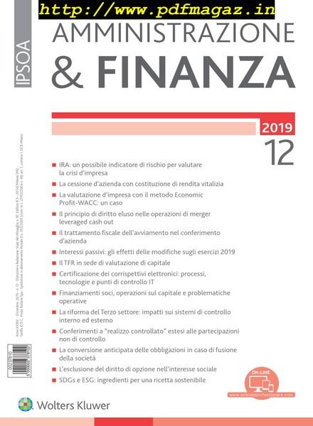 Amministrazione & Finanza – Dicembre 2019 Cover