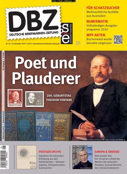 Deutsche Briefmarken-Zeitung – 22 November 2019 Cover