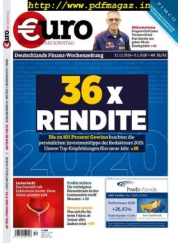 Euro am Sonntag – 21 Dezember 2019
