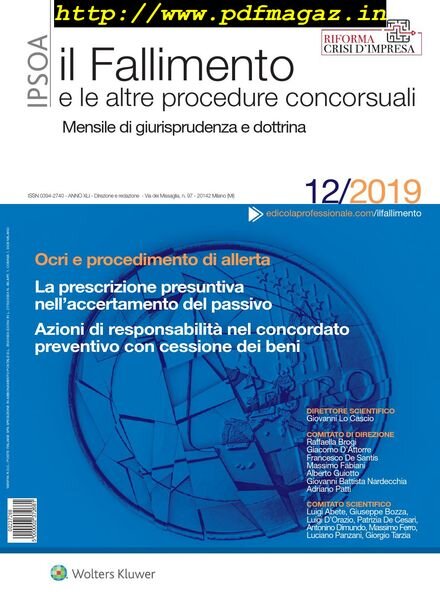 Il Fallimento – Dicembre 2019 Cover