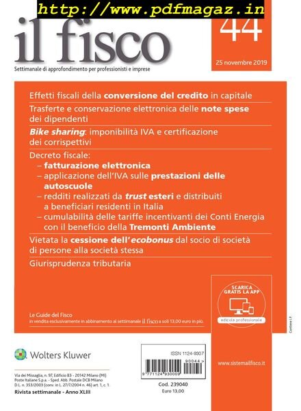 il fisco – 25 Novembre 2019 Cover
