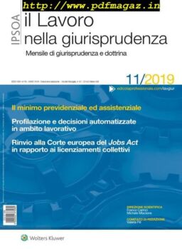 Il lavoro nella giurisprudenza – Novembre 2019