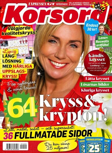 Korsord – 09 december 2019 Cover