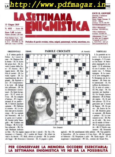 La Settimana Enigmistica – 13 Giugno 2019 Cover