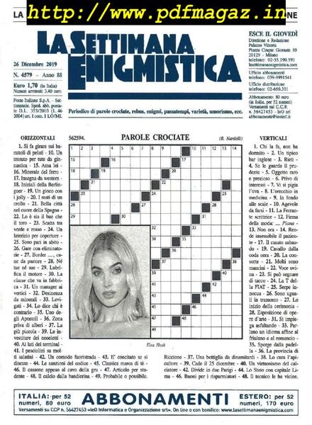 La Settimana Enigmistica – 26 Dicembre 2019 Cover