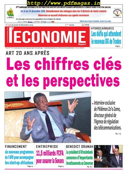 Le quotidien de l’economie magazine Afrique – 16 decembre 2019 Cover