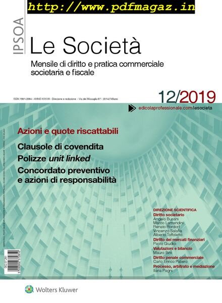 Le Societa – Dicembre 2019 Cover