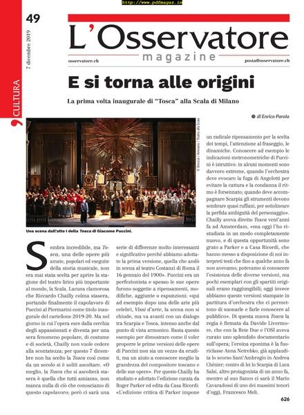L’Osservatore – 07 dicembre 2019 Cover