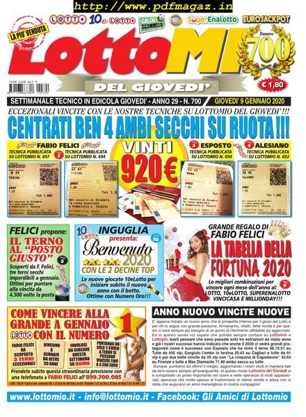 Lottomio del Giovedi – 9 Gennaio 2020 Cover